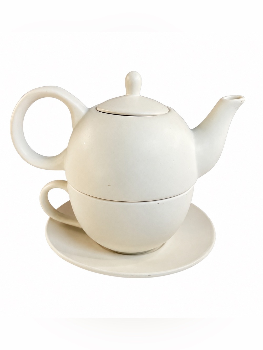 English Tea Store Amsterdam Stackable Tea for One Set Minimalist Matte White